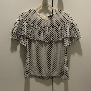 J Crew Blouse - White with black details